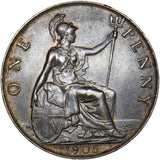 1905 Penny - Edward VII British Bronze Coin - Very Nice
