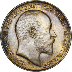 1908 Penny - Edward VII British Bronze Coin - Superb