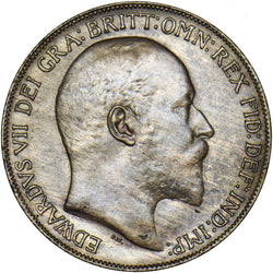 1909 Penny - Edward VII British Bronze Coin - Very Nice