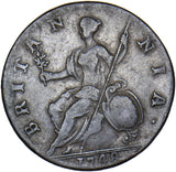 1748 Halfpenny - George II British Copper Coin - Nice