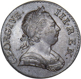 1773 Halfpenny - George III British Copper Coin - Very Nice