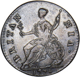 1774 Halfpenny - George III British Copper Coin - Nice