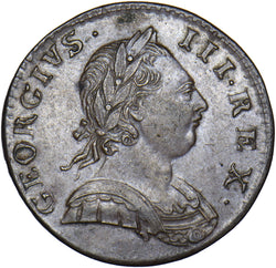 1775 Halfpenny - George III British Copper Coin - Very Nice