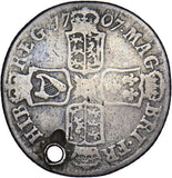 1707 E* Shilling (Holed) - Anne British Silver Coin