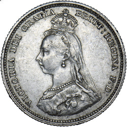 1887 Shilling (Scarce Dies 1A) - Victoria British Silver Coin - Nice
