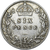 1909 Sixpence - Edward VII British Silver Coin