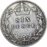 1910 Sixpence - Edward VII British Silver Coin - Nice