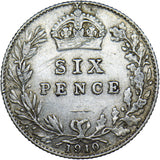 1910 Sixpence - Edward VII British Silver Coin