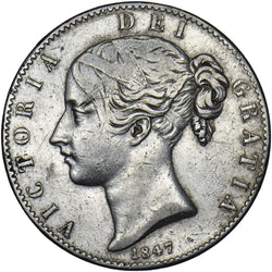 1847 Crown - Victoria British Silver Coin - Nice