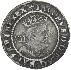 1613 Shilling (mm. trefoil) - James I British Silver Hammered Coin