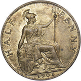 1901 Halfpenny - Victoria British Bronze Coin - Superb