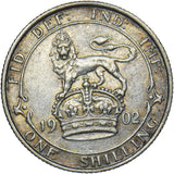 1902 Shilling - Edward VII British Silver Coin - Nice