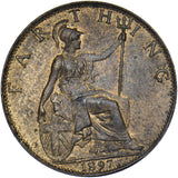 1897 Farthing - Victoria British Bronze Coin - Very Nice