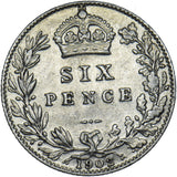 1902 Sixpence - Edward VII British Silver Coin - Nice