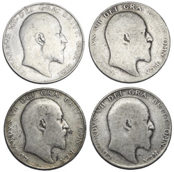 1902 - 1910 Halfcrowns Lot (4 Coins) - Edward VII British Silver Coins