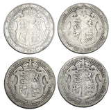 1902 - 1910 Halfcrowns Lot (4 Coins) - Edward VII British Silver Coins