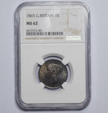 1865 Shilling (NGC MS62) - Victoria British Silver Coin - Superb