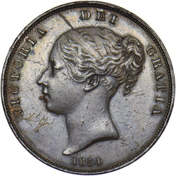 1854 Penny (PT) - Victoria British Copper Coin - Very Nice