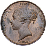 1853 Penny (OT) - Victoria British Copper Coin - Very Nice