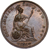 1853 Penny (OT) - Victoria British Copper Coin - Very Nice