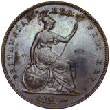 1857 PENNY (PT) - VICTORIA BRITISH COPPER COIN - VERY NICE