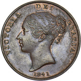 1841 Penny - Victoria British Copper Coin - Very Nice