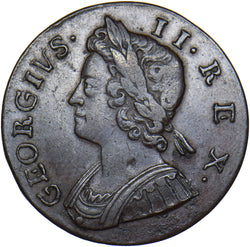 1735 Halfpenny - George II British Copper Coin - Nice