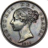1853 Halfpenny - Victoria British Copper Coin - Very Nice
