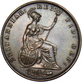 1853 Halfpenny - Victoria British Copper Coin - Very Nice