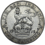 1915 Shilling - George V British Silver Coin - Nice