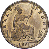 1891 Halfpenny - Victoria British Bronze Coin - Superb