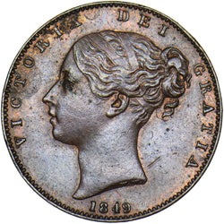 1849 Farthing - Victoria British Copper Coin - Very Nice
