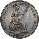 1858 Penny (8 Over ?) - Victoria British Copper Coin - Very Nice