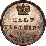 1843 Half Farthing - Victoria British Copper Coin - Superb