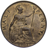 1901 Halfpenny - Victoria British Bronze Coin - Superb