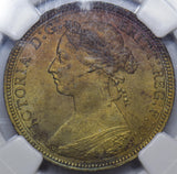 1887 HALFPENNY - SLABBED NGC MS63 BN  - VICTORIA BRITISH BRONZE COIN