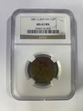 1887 HALFPENNY - SLABBED NGC MS63 BN  - VICTORIA BRITISH BRONZE COIN