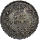 1887 Sixpence (Young Head) - Victoria British Silver Coin - Superb