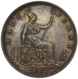 1887 HALFPENNY - VICTORIA BRITISH BRONZE COIN - V NICE
