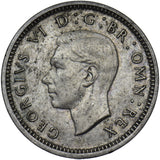 1944 Threepence - George VI British Silver Coin - Very Nice