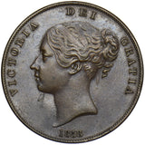1858 Penny (8 Over ?) - Victoria British Copper Coin - Very Nice