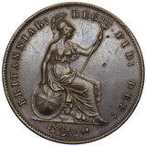 1858 Penny (8 Over ?) - Victoria British Copper Coin - Very Nice