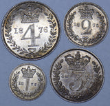 1876 Maundy Set - Victoria British Silver Coins - Superb