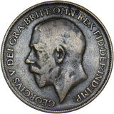 1911 Penny (Hollow Neck Gouby X)- George V British Bronze Coin