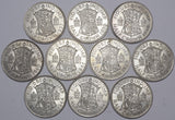 Lot of 10 High Grade George VI British Halfcrown Coins - Date Run 1937-46