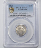 1831 Sixpence (Slabbed PCGS MS64) - William IV British Silver Coin