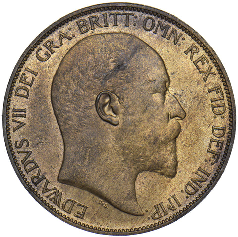 1907 PENNY - EDWARD VII BRITISH BRONZE COIN - SUPERB