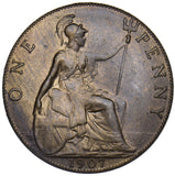 1907 PENNY - EDWARD VII BRITISH BRONZE COIN - SUPERB