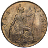 1907 Penny - Edward VII British Bronze Coin - Very Nice