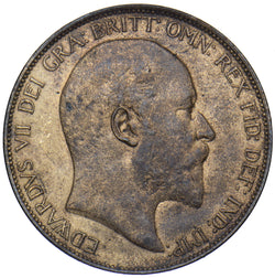 1907 Penny - Edward VII British Bronze Coin - Very Nice